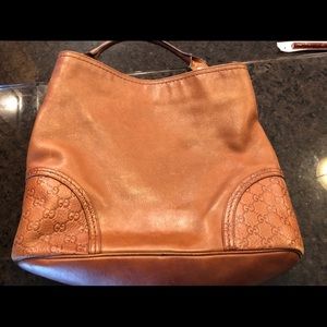 Gucci brown leather Guccissima shoulder tote